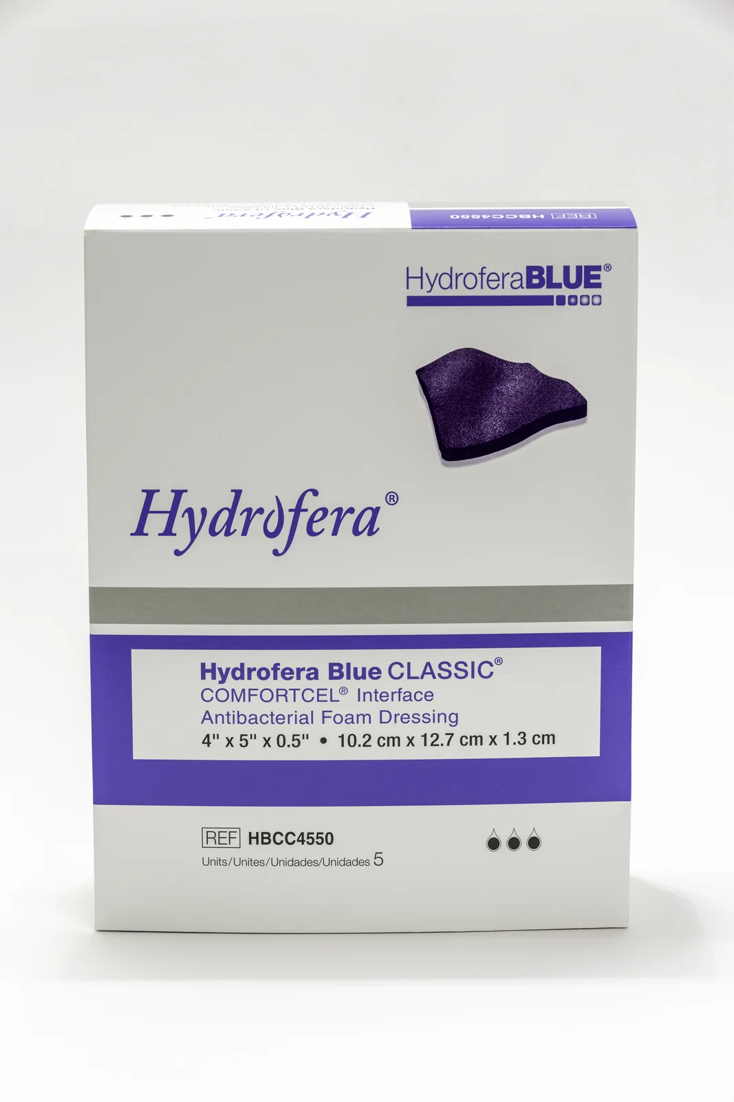 Hydrofera Blue COMFORTCEL product packaging box