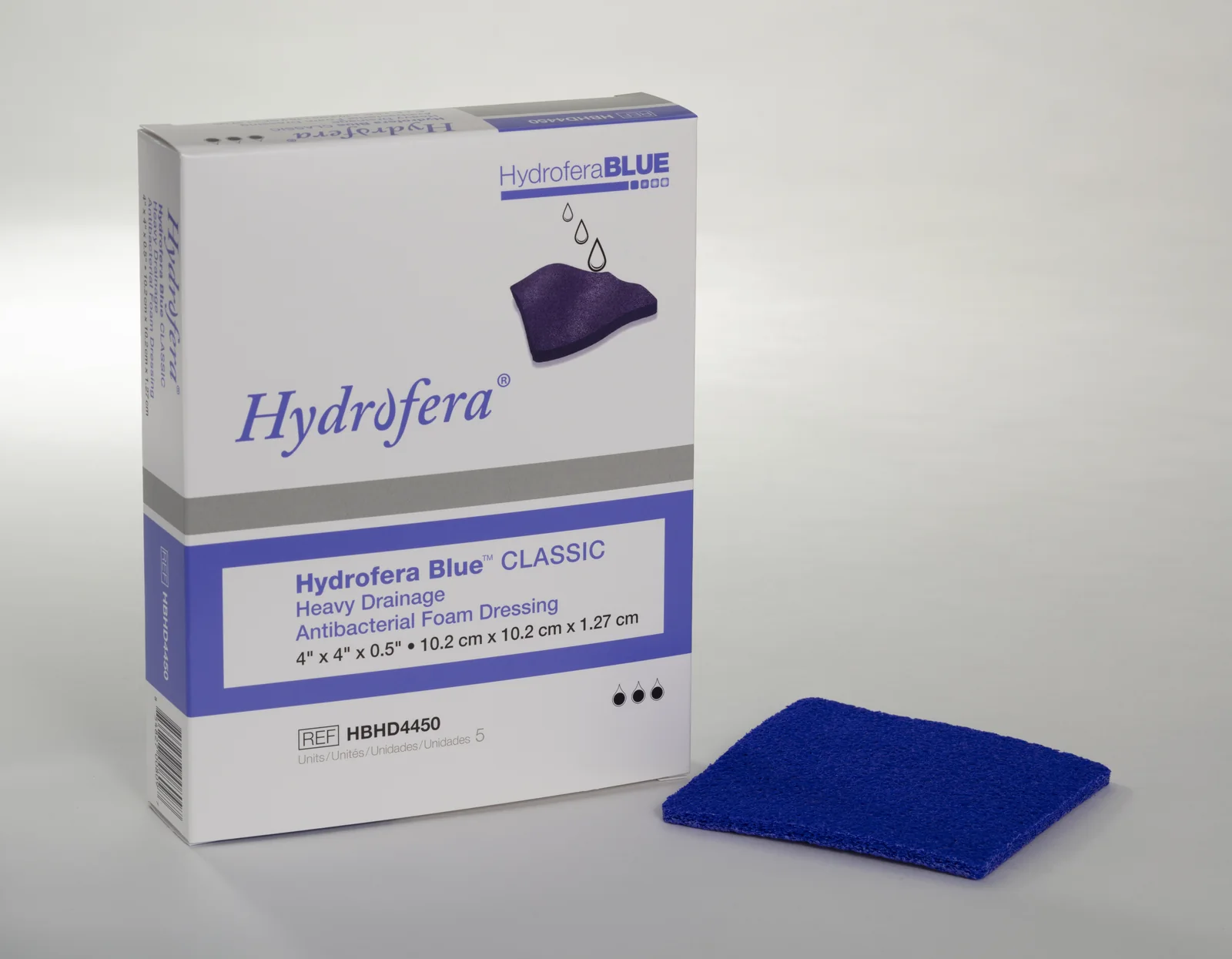 Hydrofera Blue CLASSIC Heavy Drainage box and product