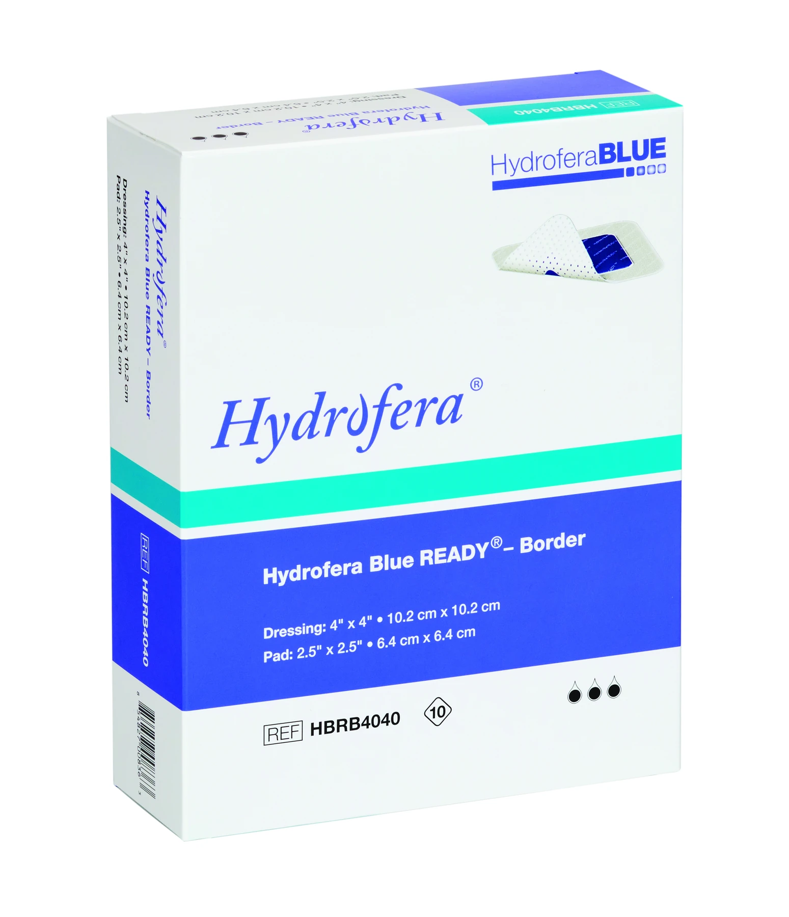 Hydrofera Blue READY-Border product packaging shown at an angle