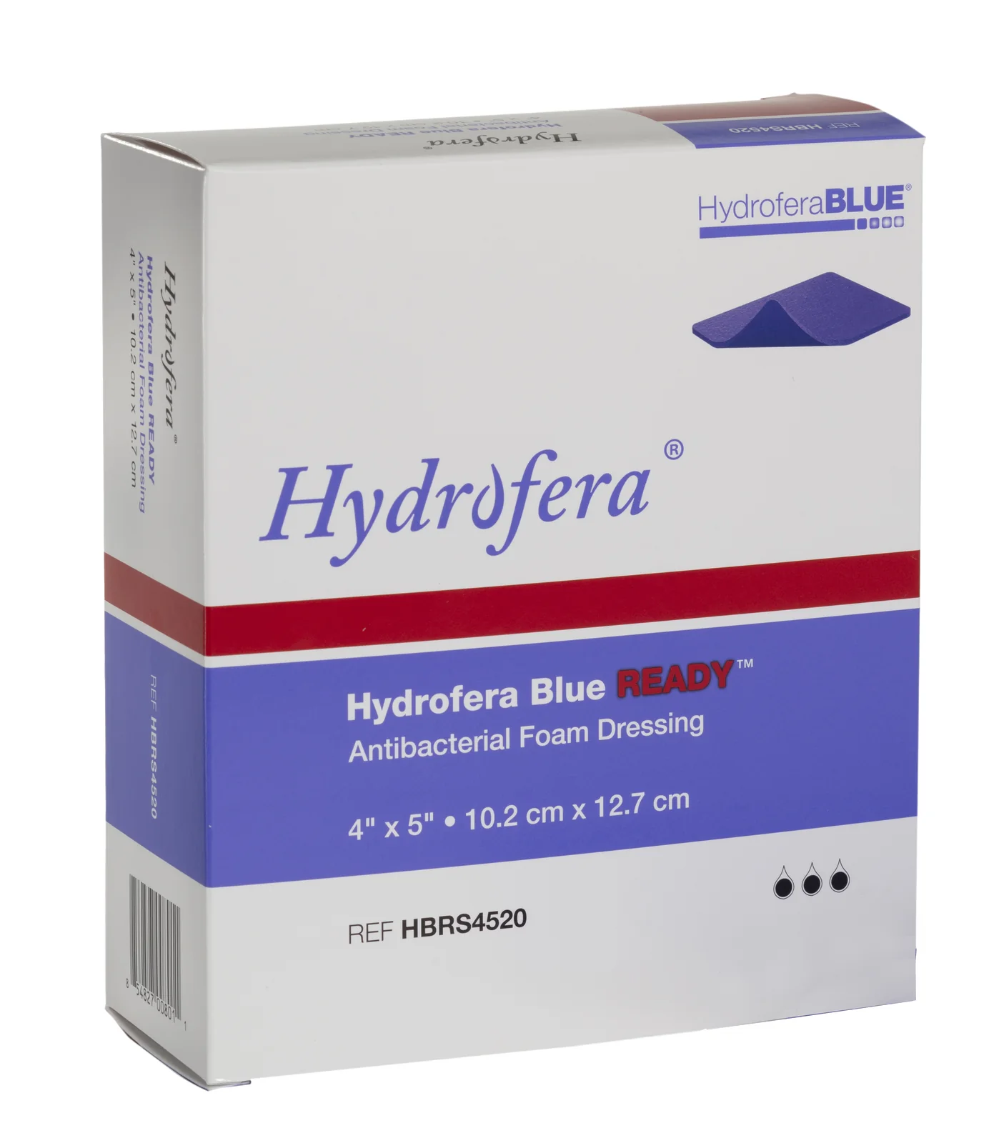 Hydrofera Blue READY product packaging box shown at an angle