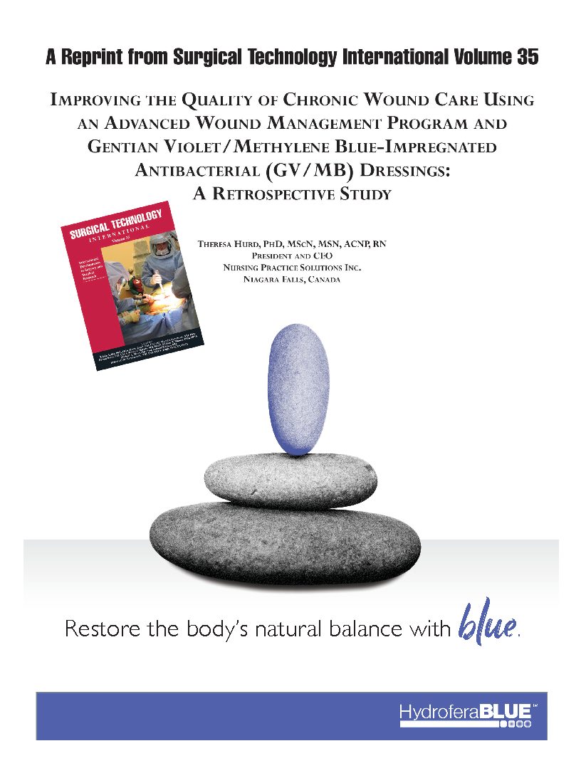 Cover preview for Improving the Quality of Chronic Wound Care Using an Advanced Wound Management Program and Gentian Violet/Methylene Blue-Impregnated Antibacterial (GV/MB) Dressings: A Retrospective Study